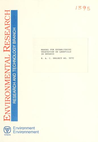 Cover for Manual for establishing vegetation on landfills in Ontario