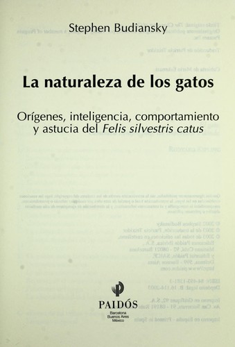 Cover for La naturaleza de los gatos