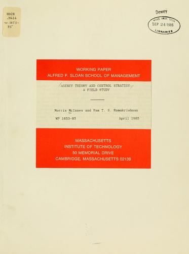 Cover for Agency theory and control strategy