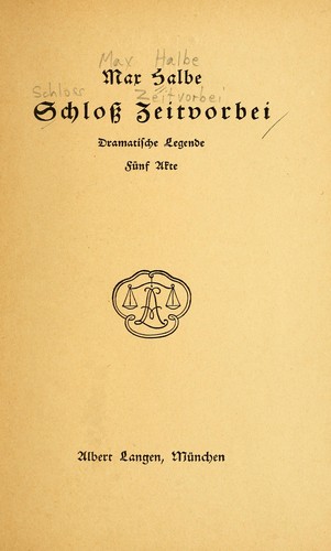 Cover for Schloss zeitvorbei