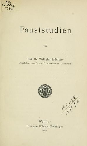 Cover for Fauststudien.