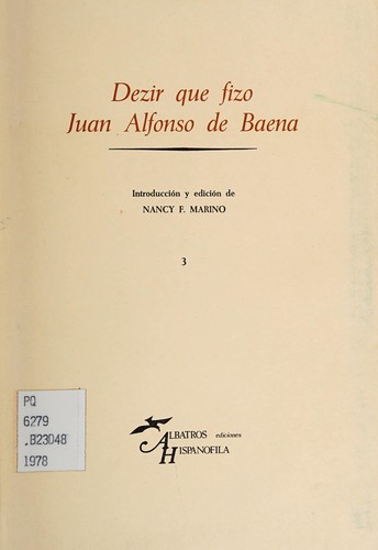 Cover for Dezir que fizo Juan Alfonso de Baena