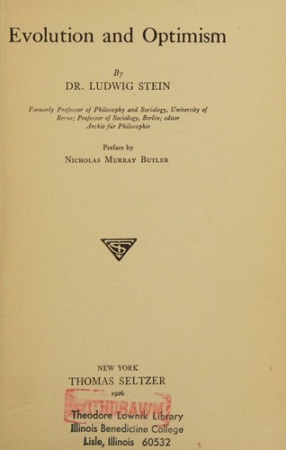 Cover for Evolution and optimism