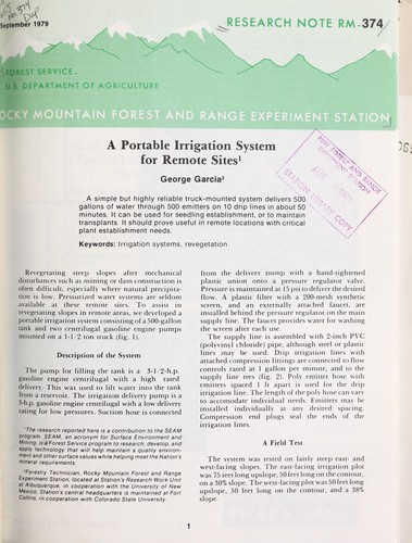 Cover for A portable irrigation system for remote sites
