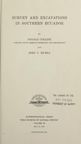 Cover for Survey and excavations in southern Ecuador