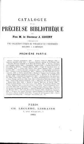 Cover for Catalogue de la précieuse bibliothèque de feu M. le docteur J. Court