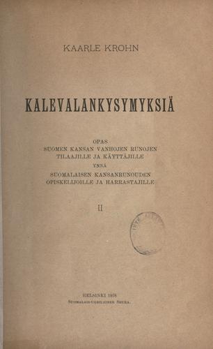 Cover for Kalevalankysymyksiä