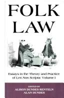 Cover for Folk Law: Essays in the Theory and Practice of Lex Non Scripta 