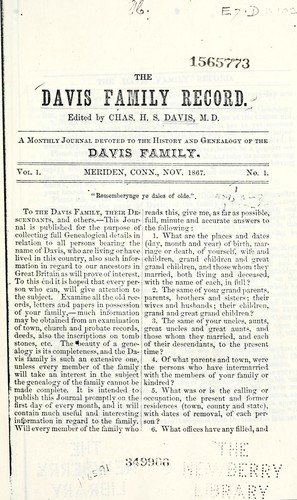 Cover for The Davis family record