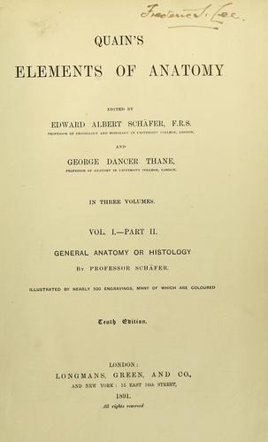 Cover for Quain's Elements of anatomy