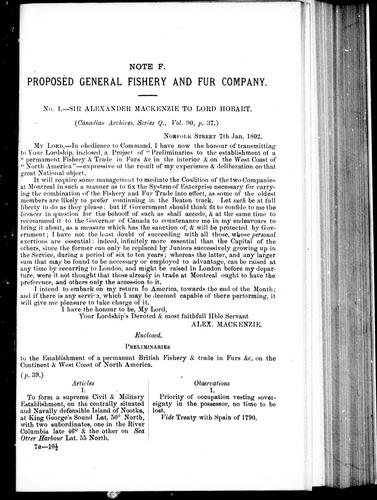 Cover for Proposed general fishery and fur company