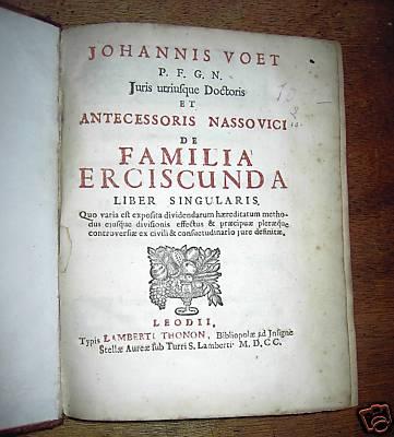 Cover for Johannis Voet, P.F.G.N. ... De familia erciscunda liber singularis