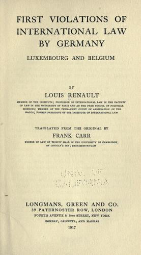 Cover for First violations of international law by Germany