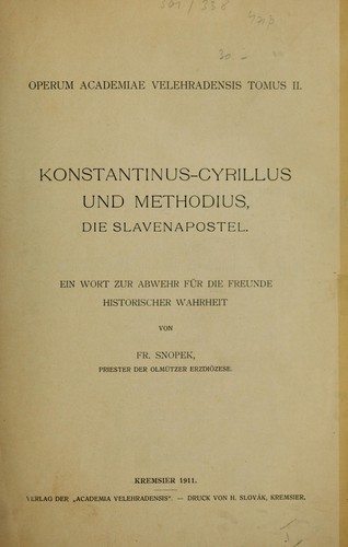 Cover for Konstantinus-Cyrillus und Methodius, die Slavenapostel