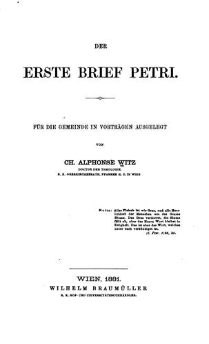 Cover for Der erste Brief Petri