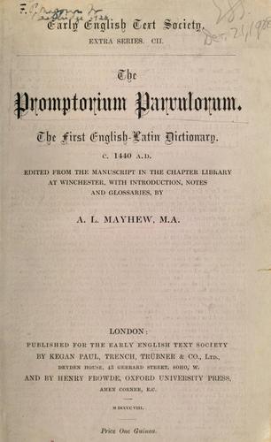 Cover for The Promptorium parvulorum.
