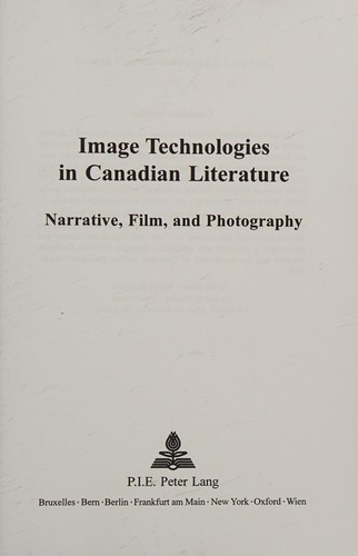 Cover for Image technologies in Canadian literature