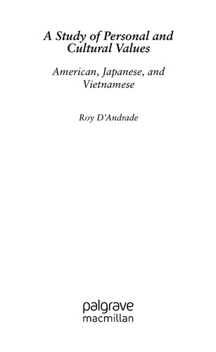 Cover for A Study of Personal and Cultural Values