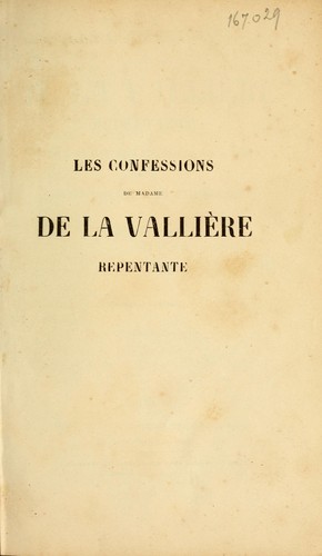 Cover for Les confessions de Madame de la Vallière reprentante