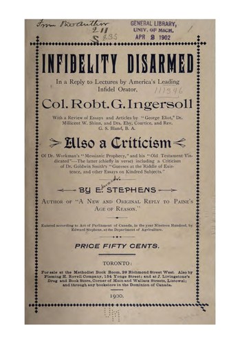 Cover for Infidelity Disarmed in a Reply to Lectures