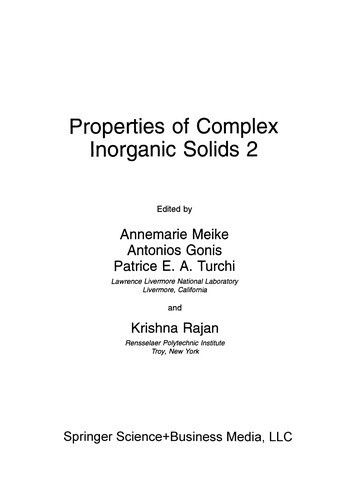 Cover for Properties of Complex Inorganic Solids 2