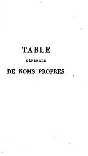 Cover for Table des Noms propres : dans les huit volumes de cette troisième partie