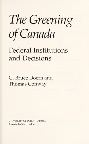 Cover for The greening of Canada
