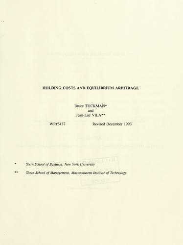 Cover for Holding costs and equilibrium arbitrage