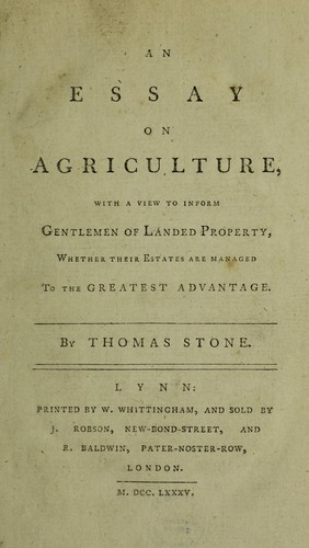 Cover for An essay on agriculture
