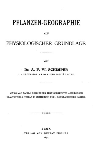 Cover for Pflanzen-geographie auf physiologischer Grundlage