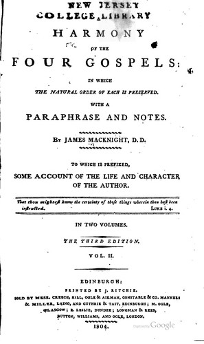 Cover for A harmony of the four Gospels