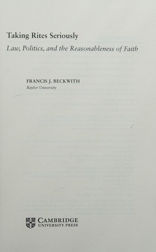 Cover for Taking Rites Seriously