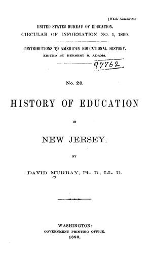 Cover for History of education in New Jersey.