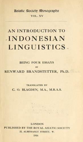 Cover for An introduction to Indonesian linguistics