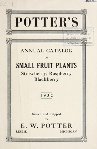 Cover for Potter's annual catalog of small fruit plants