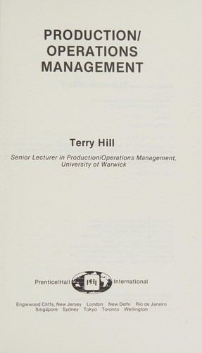 Cover for Production/operations management