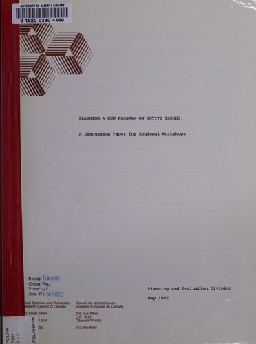 Cover for Planning a new program on native issues