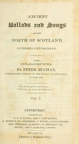 Cover for Ancient ballads and songs of the north of Scotland