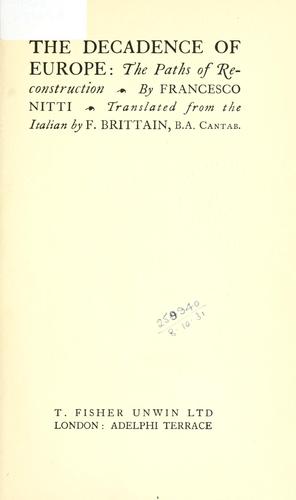 Cover for The decadence of Europe
