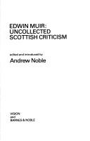 Cover for Edwin Muir, uncollected Scottish criticism