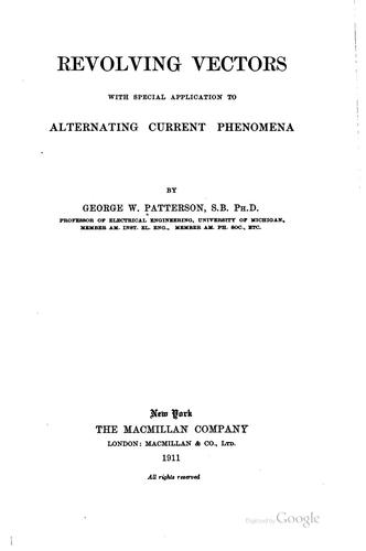 Cover for Revolving Vectors: With Special Application to Alternating Current Phenomena