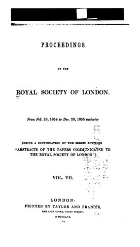 Cover for Proceedings of the Royal Society of London