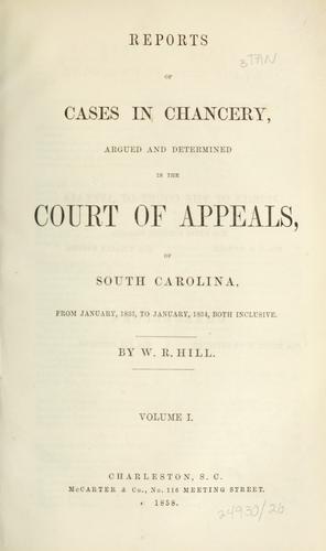 Cover for Reports of cases in chancery argued and determined in the Court of Appeals of South Carolina