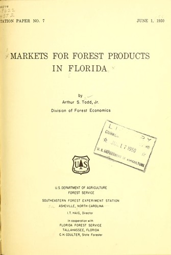 Cover for Markets for forest products in Florida