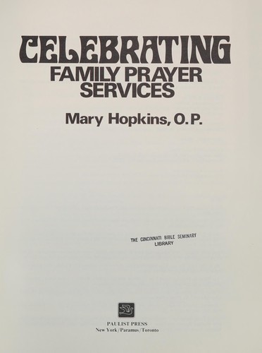 Cover for Celebrating family prayer services