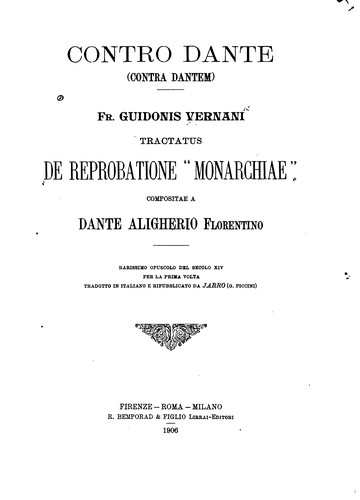 Cover for Contro Dante (Contra Dantem)