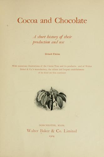 Cover for Cocoa and chocolate