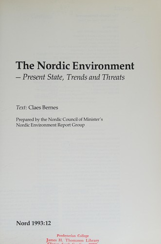 Cover for The Nordic environment