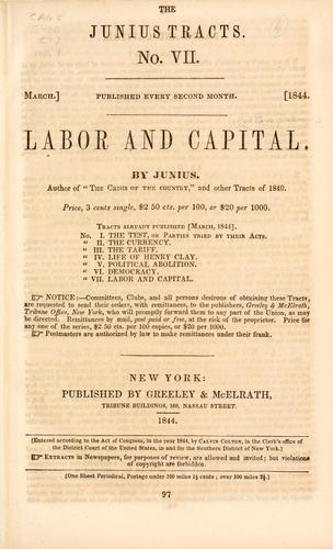 Cover for Labor and capital