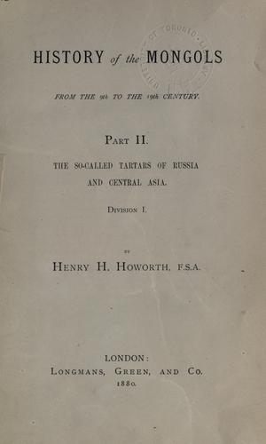 Cover for History of the Mongols from the 9th to the 19th century